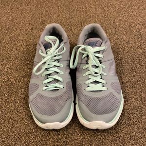 Nike flex grey and blue sneakers